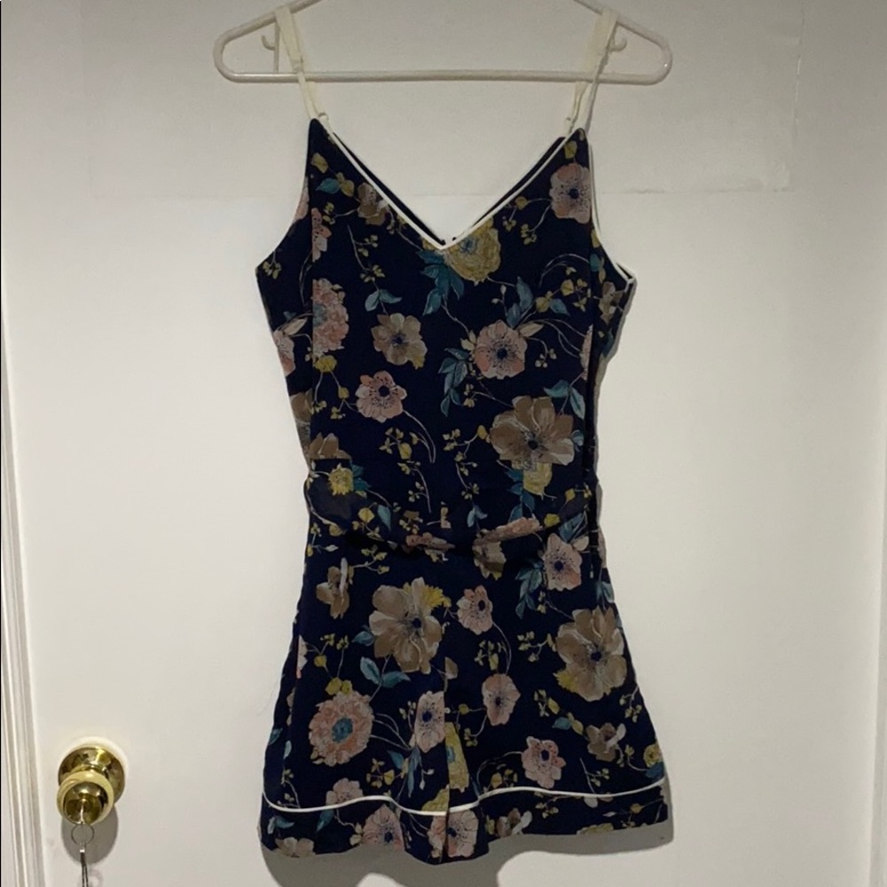 Brand New Women’s Navy Blue Floral Strap Romper
